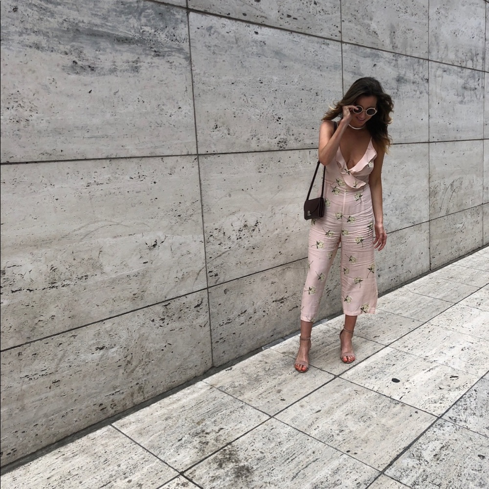 Topshop Pink low cut Floral Romper